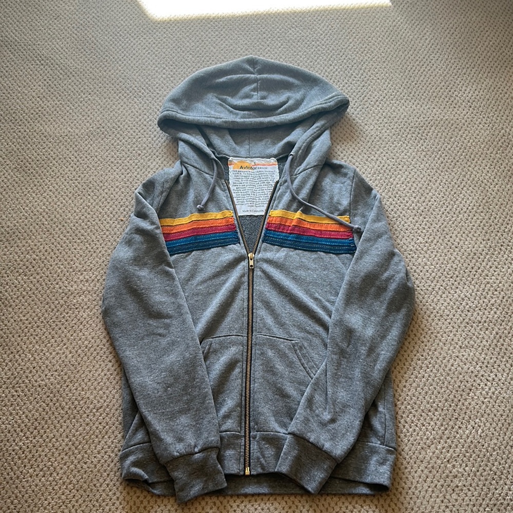 5 stripe aviator nation zip up